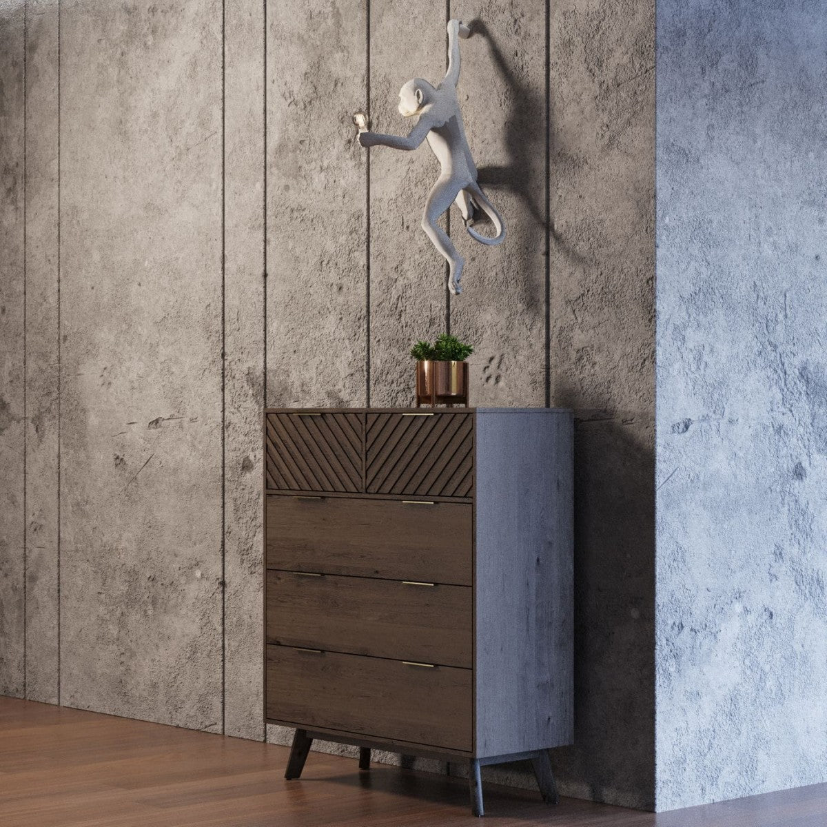 Collection de chambres Dagny style Mid-Century à motif chevron