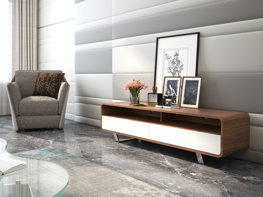 Meuble TV Grace en noyer et blanc