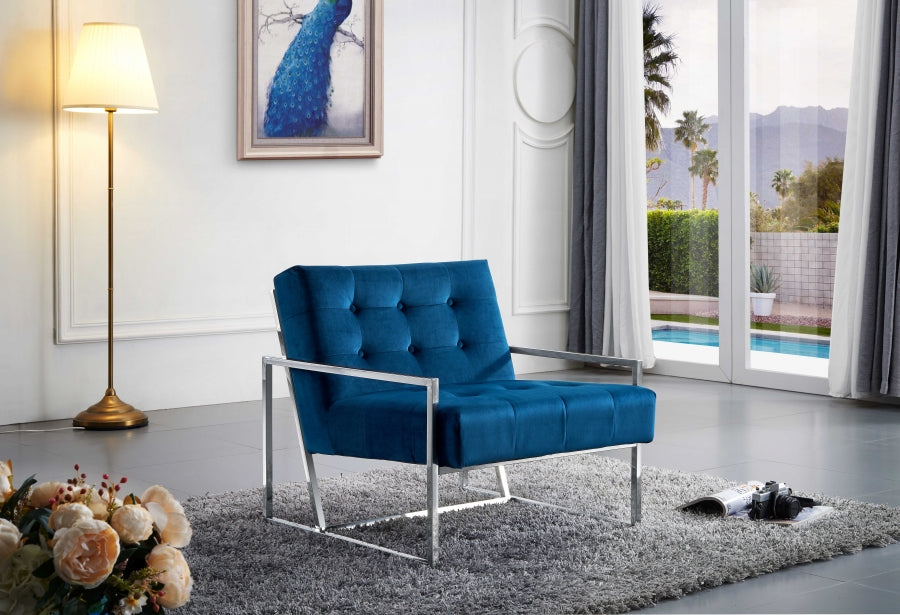 Fauteuil d'appoint Alex Sleek capitonné en velours noir, gris ou bleu marine