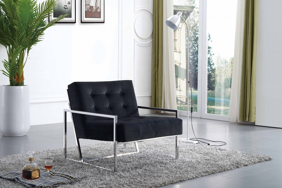 Fauteuil d'appoint Alex Sleek capitonné en velours noir, gris ou bleu marine