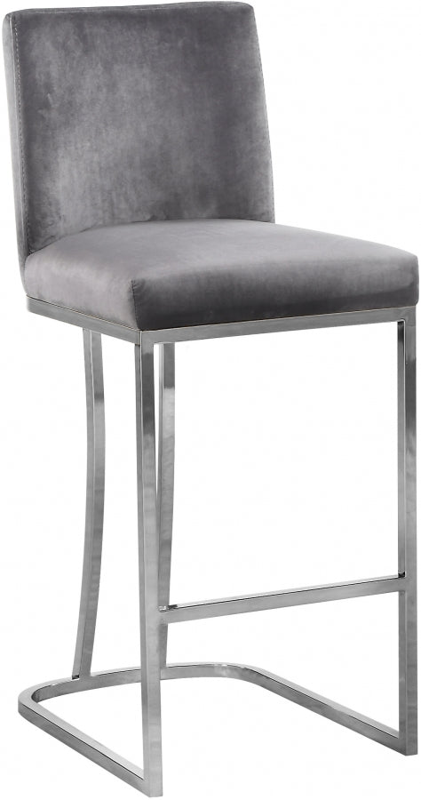 Tabouret de comptoir Aida en velours noir, bleu marine ou gris