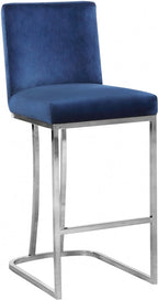 Tabouret de comptoir Aida en velours noir, bleu marine ou gris