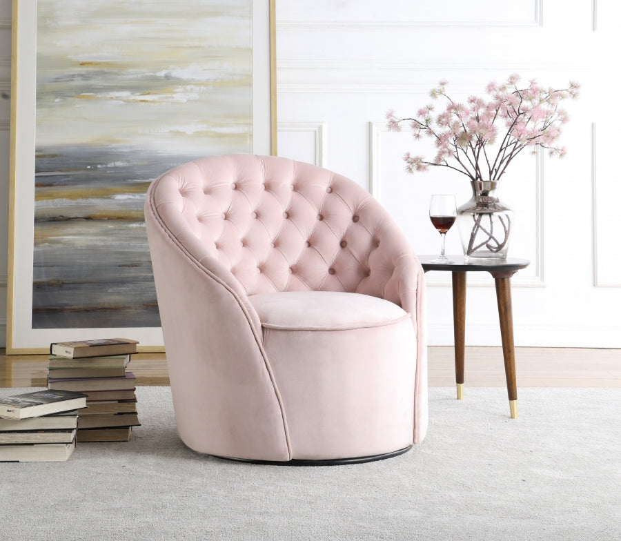 Fauteuil pivotant Alessa en velours capitonné, disponible en 4 coloris