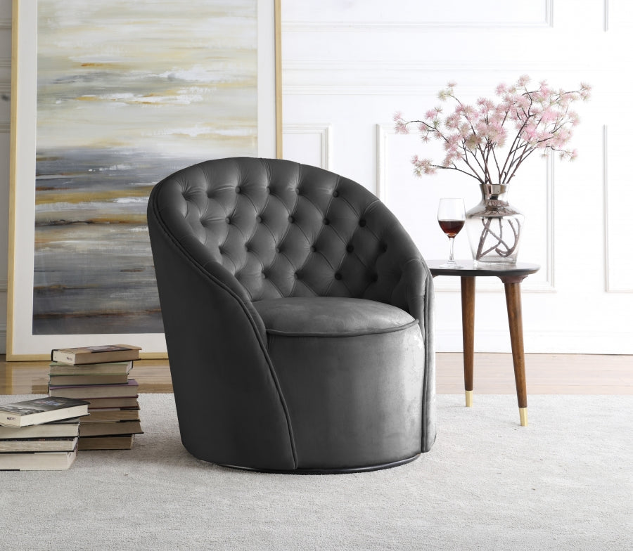 Fauteuil pivotant Alessa en velours capitonné, disponible en 4 coloris