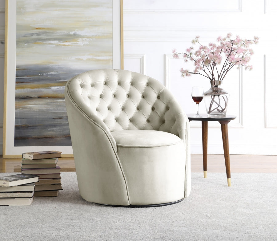 Fauteuil pivotant Alessa en velours capitonné, disponible en 4 coloris