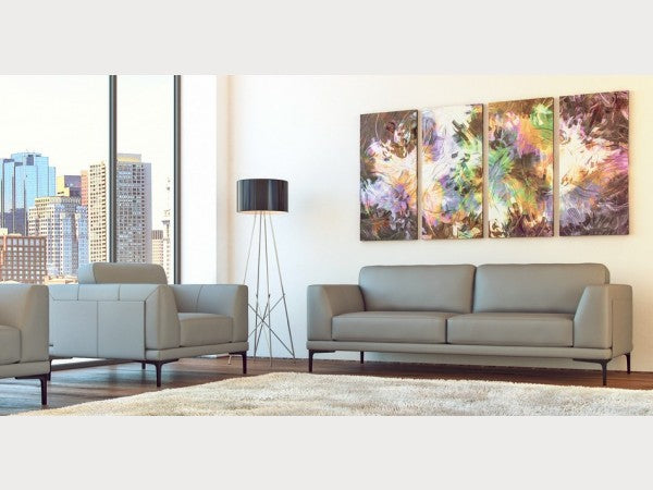 Collection de salons en cuir gris Kerman