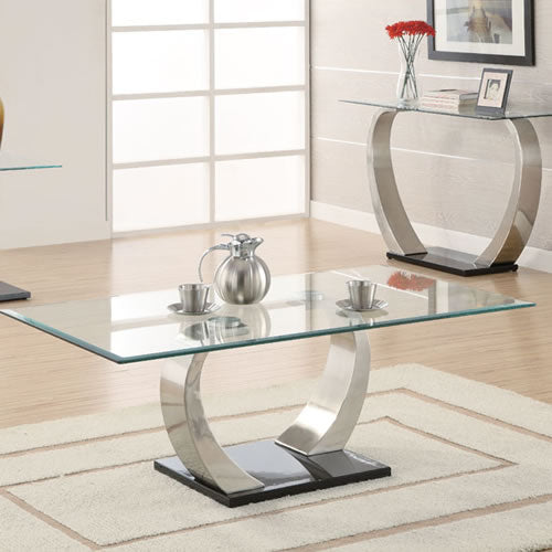 Table basse flottante avec plateau en verre
