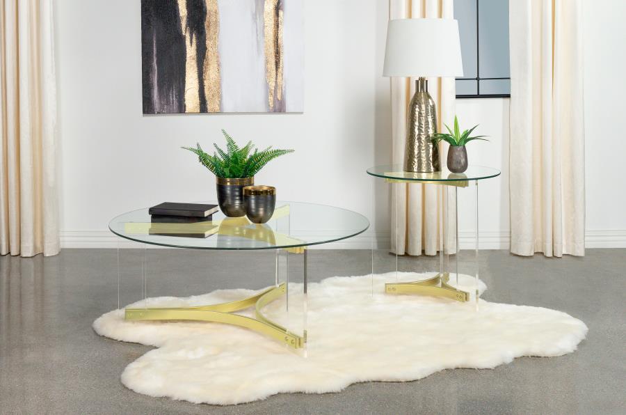 Collection de tables d'appoint Julissa en acrylique et or