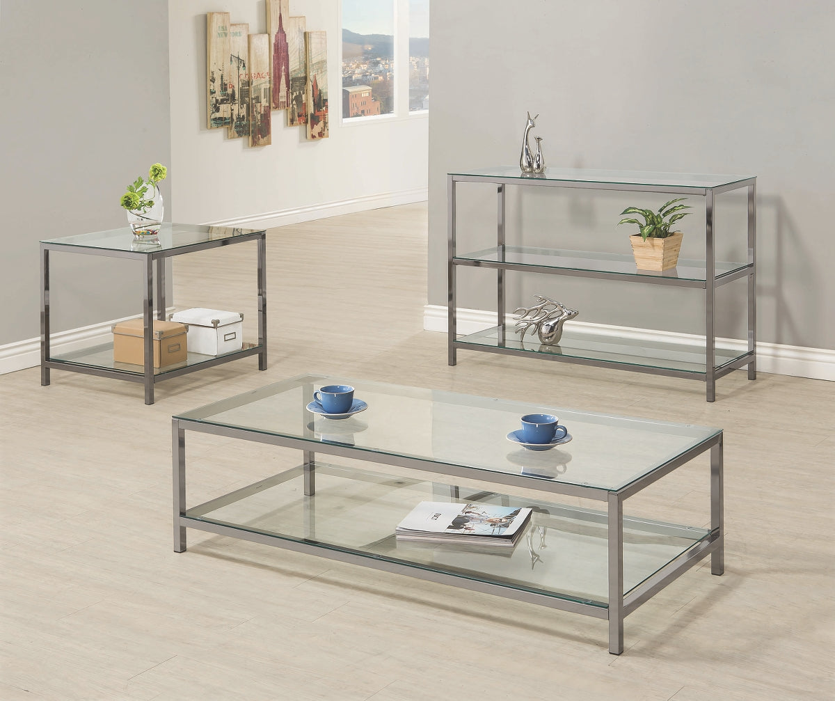 Collection de tables d'appoint contemporaines en nickel noir