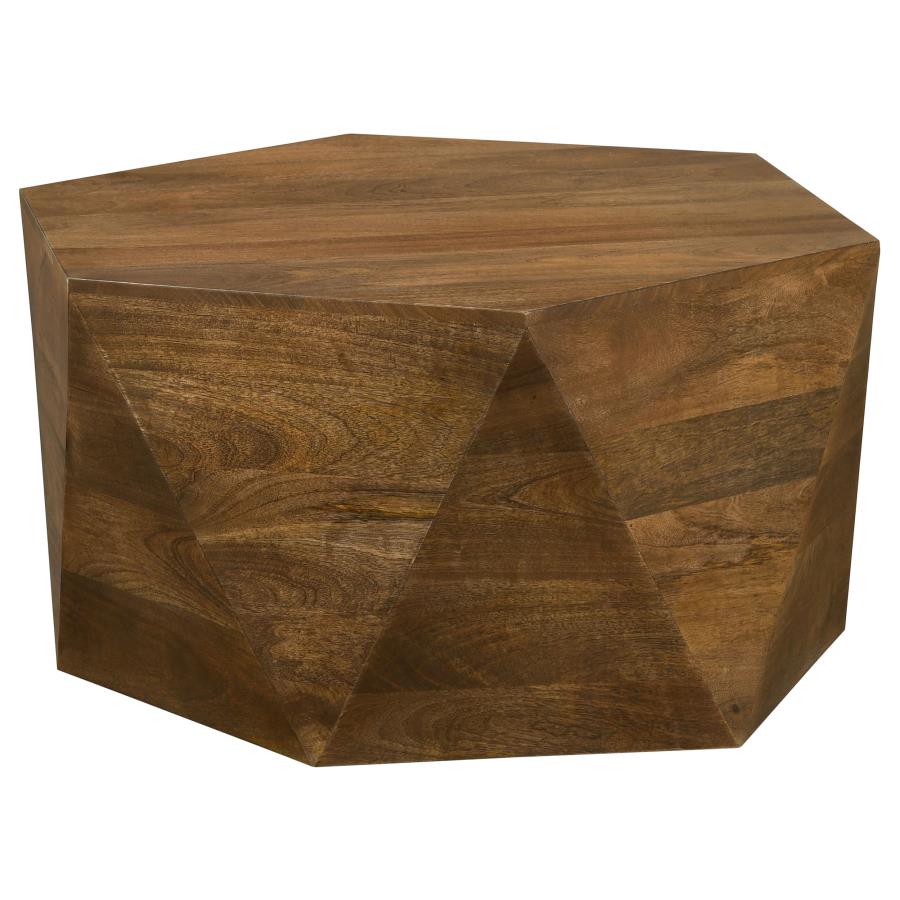 Table basse hexagonale en bois de manguier