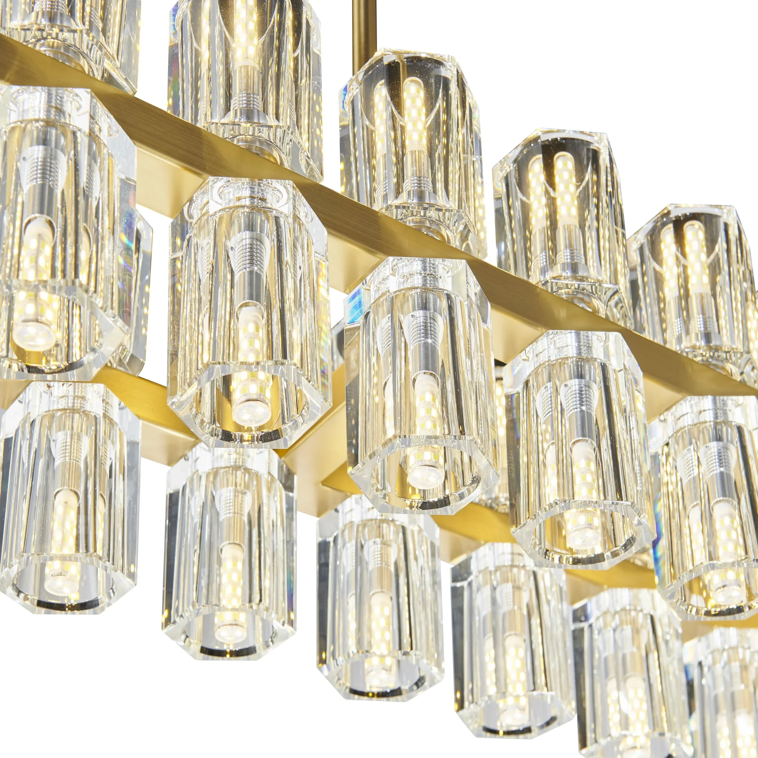 Lustre rectangulaire Andy Gold et cristal