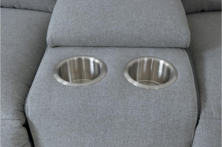 Canapé d'angle inclinable électrique Amara gris avec appuie-tête réglables