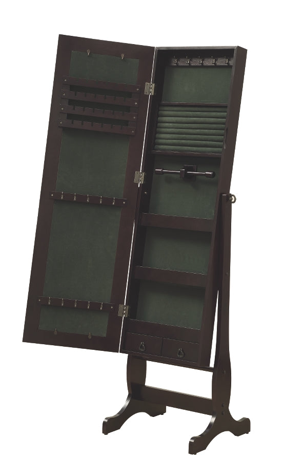 Miroir cheval à bijoux finition cappuccino foncé