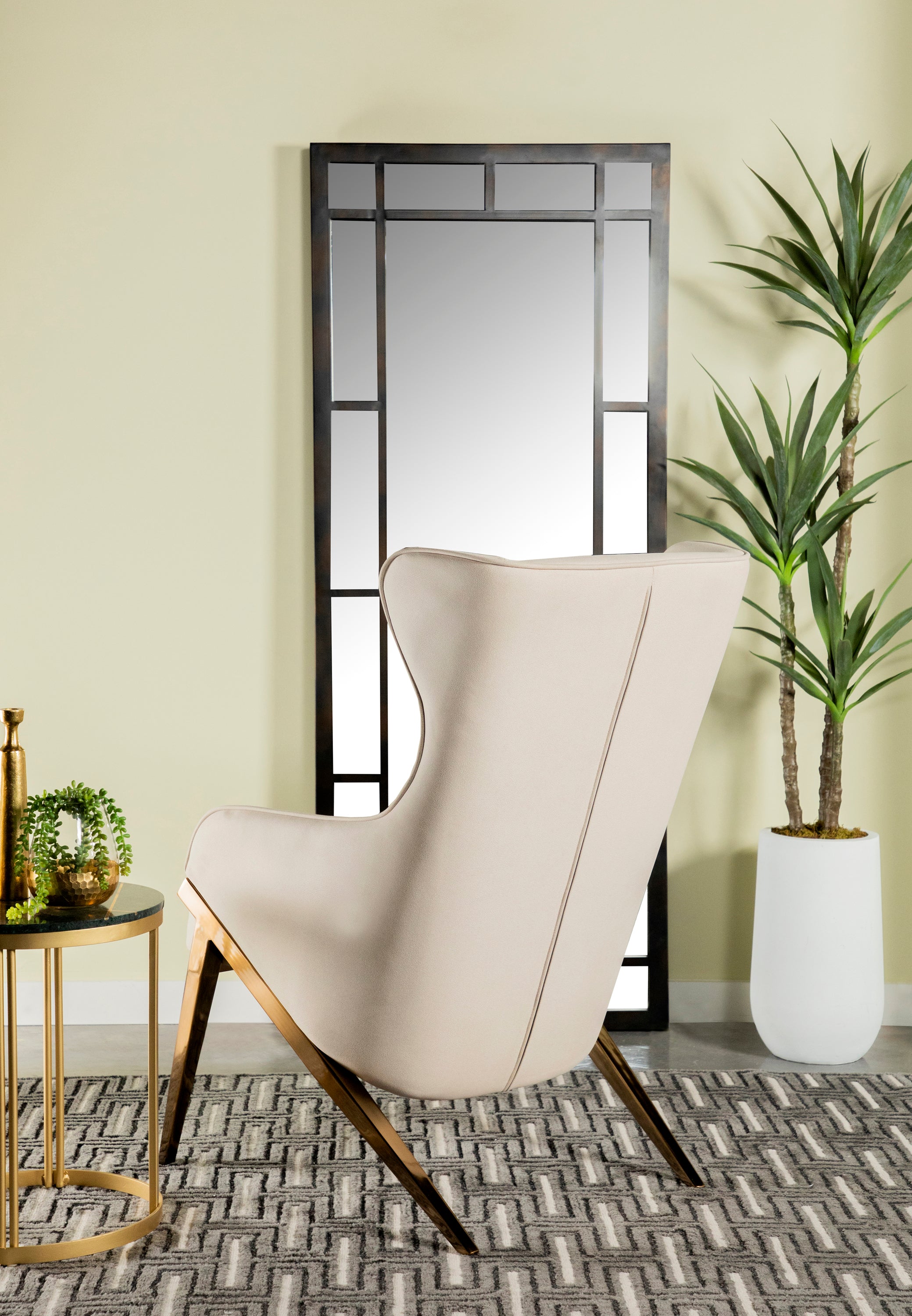 Fauteuil d'appoint en bronze brossé, coloris crème ou ardoise