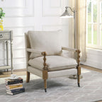 Fauteuil d'appoint en tissu beige avec roulettes