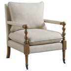 Fauteuil d'appoint en tissu beige avec roulettes