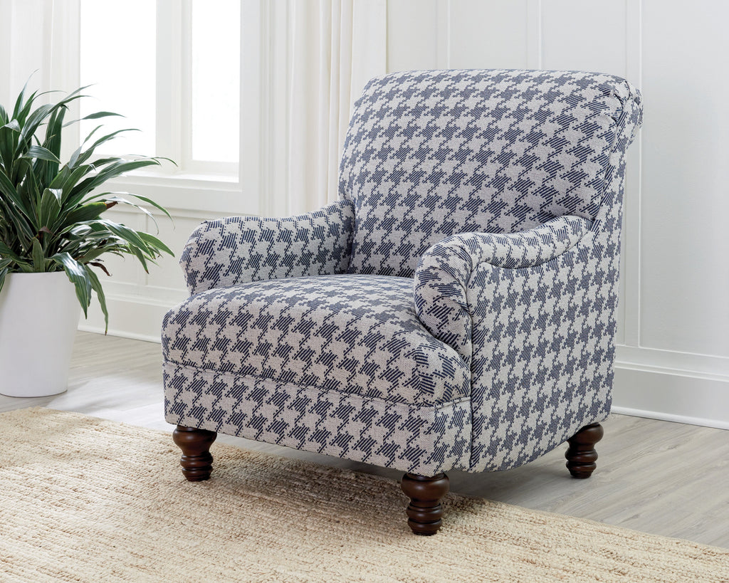 Fauteuil d'appoint à motif pied-de-poule gris ou bleu