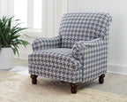 Fauteuil d'appoint à motif pied-de-poule gris ou bleu