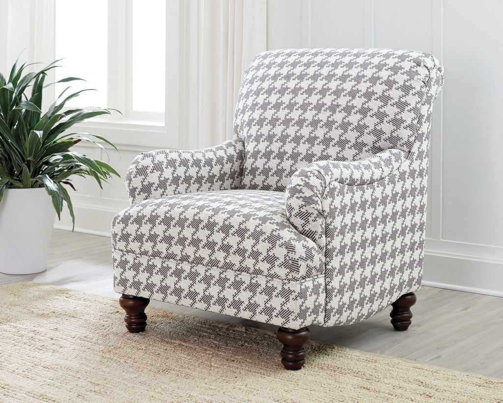 Fauteuil d'appoint à motif pied-de-poule gris ou bleu