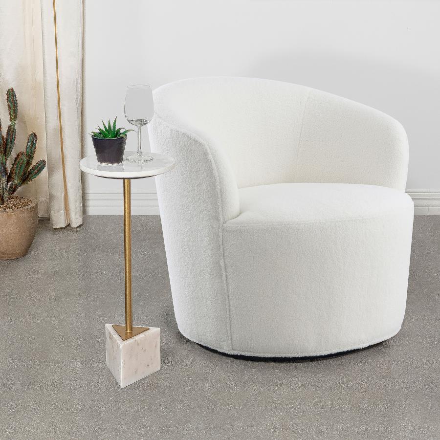 Fauteuil pivotant à dossier arrondi disponible en 2 coloris