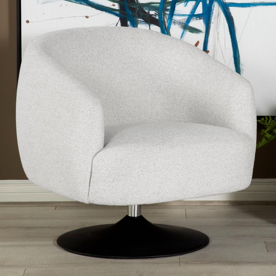 Fauteuil pivotant en tissu bouclé beige