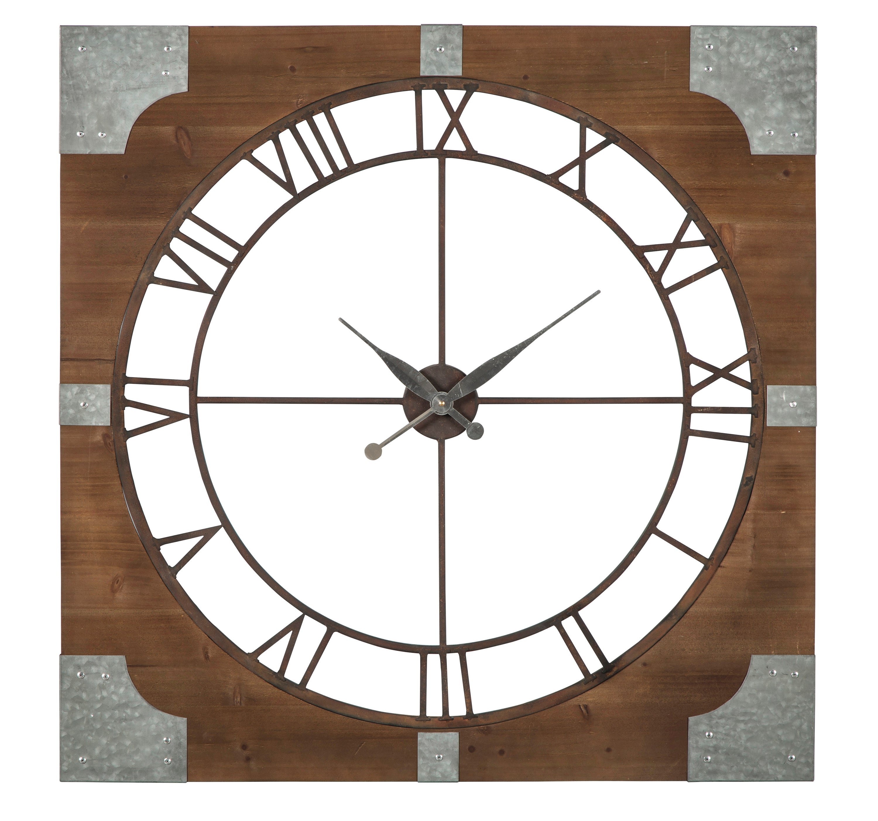 Horloge murale en métal gris antique