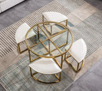 Table basse en verre Alexa avec 4 tabourets