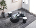 Table basse contemporaine avec 2 tabourets, disponible en 3 coloris.