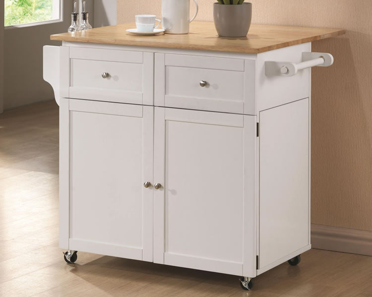 Chariot de cuisine avec plateau, compartiment poubelle et étagère à épices