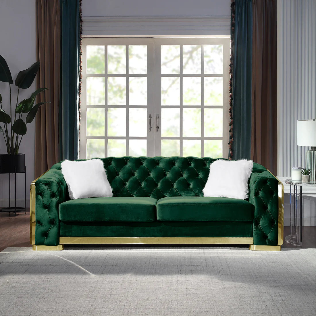 Collection de salon Deanna Velvet en vert ou noir
