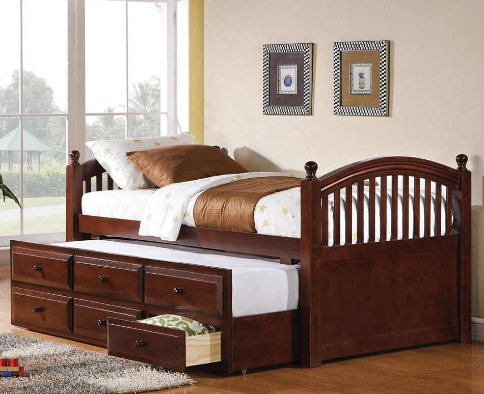 Lit jumeau Alexis avec lit gigogne et tiroirs de rangement