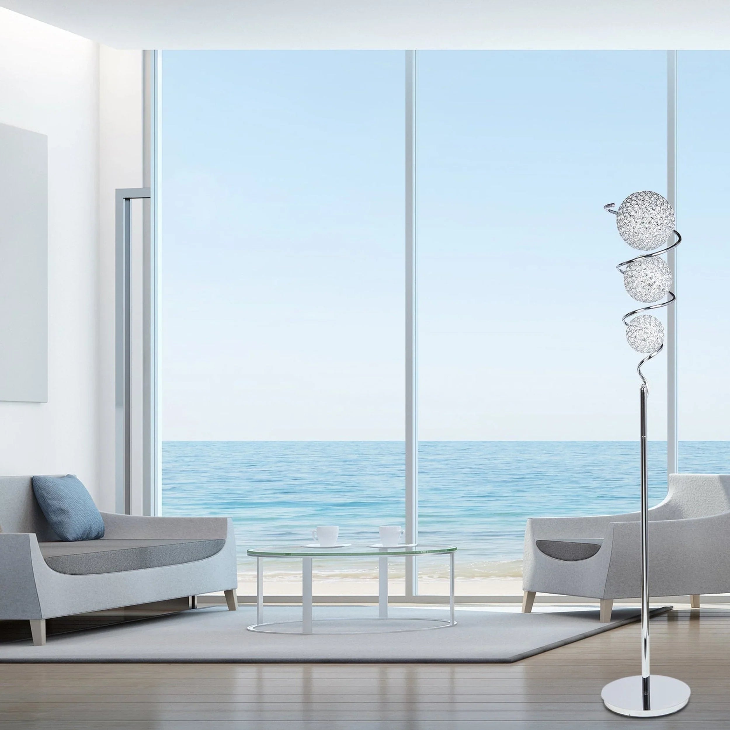 Lampadaire vertical à sphères de cristal